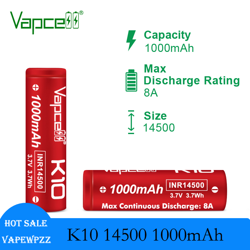 Vape Battery 18650 - 1-20PCS Original Vapcell K10 14500 1000mAh