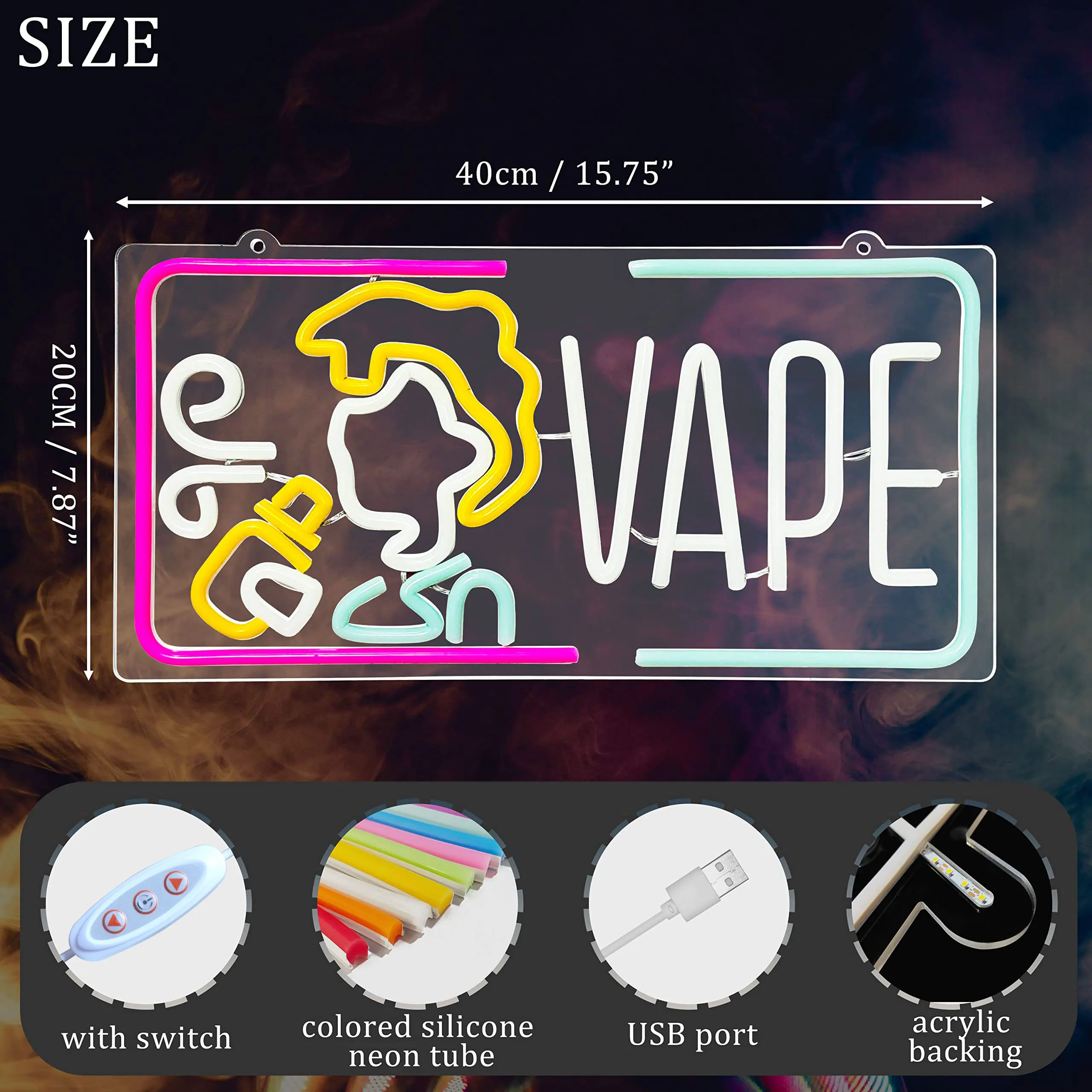 Vape Neon Sign Dimmable Smoke  - Vaping Store 리뷰 및 가격